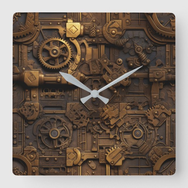 Stampunk Vecka Clock Fyrkantig Klocka (Framsida)