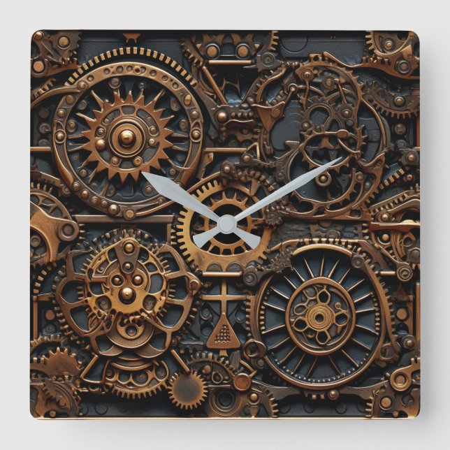 Stampunk Vecka Clock Fyrkantig Klocka (Framsida)