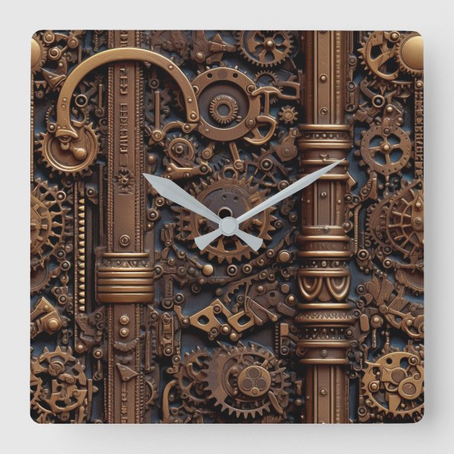 Stampunk Vecka Clock Fyrkantig Klocka (Framsida)