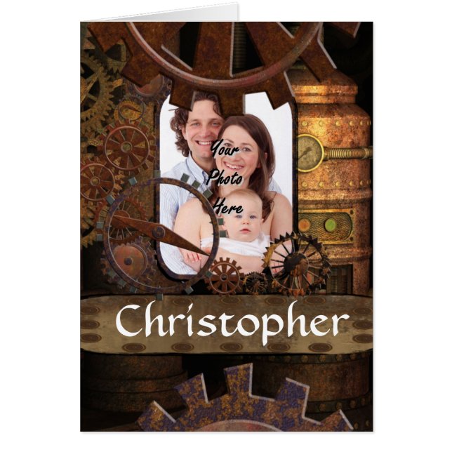 Stampunkmaskiner, personlig hälsningskort (Framsidan)