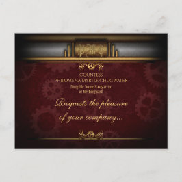 Stampunktecken, mässing och marroon inbjudan