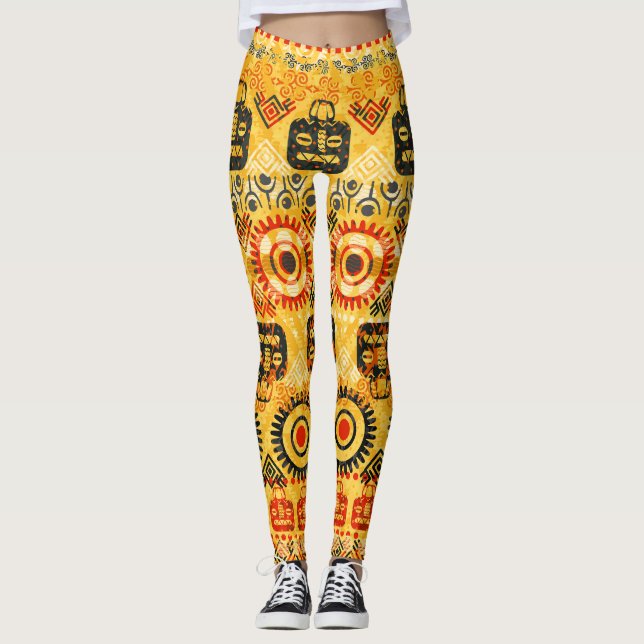Stamrelaterade motiv: sömlöst etnisk mönster. leggings (Framsida)
