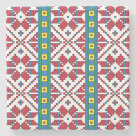 Stamrött, blått och vitt stjärnigt mönster underlägg sten