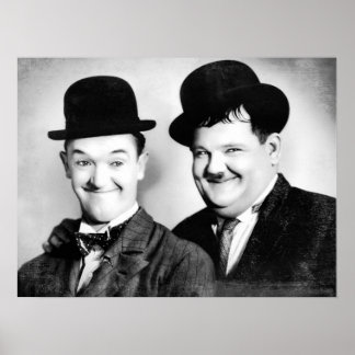 Stan Laurel och Oliver Hardy - BW Vintage - D1 Poster