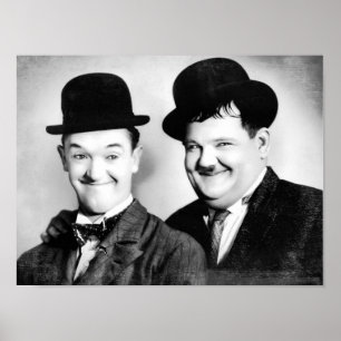 Stan Laurel och Oliver Hardy BW Vintage D1 Poster