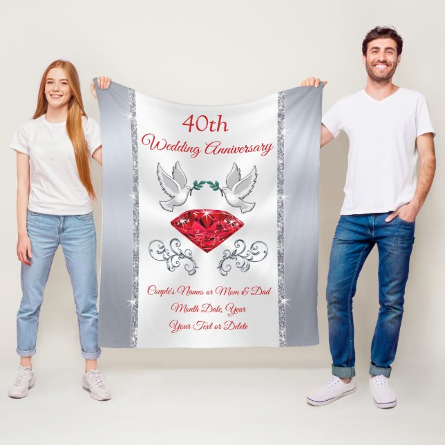 Stånande 40-årsjubiléet Gift for Wife, Ruby Fleecefilt (På plats)