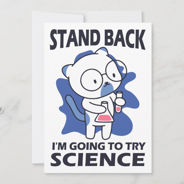 Stand Back - Adorable Cat Scientist Experimenting  Inbjudningar (Framsida)