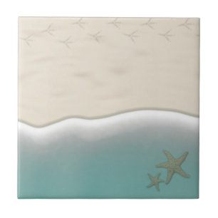 Stand Beach Ocean och Starfish Ceramic Tile Kakelplatta