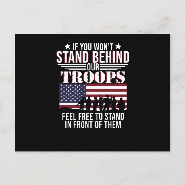 Stand Behind Our Troops Happy Veterans Day Support Vykort (Framsida)