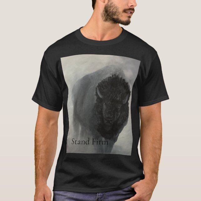 Stand Firm Bison Inspirerande T-Shirt (Framsida)