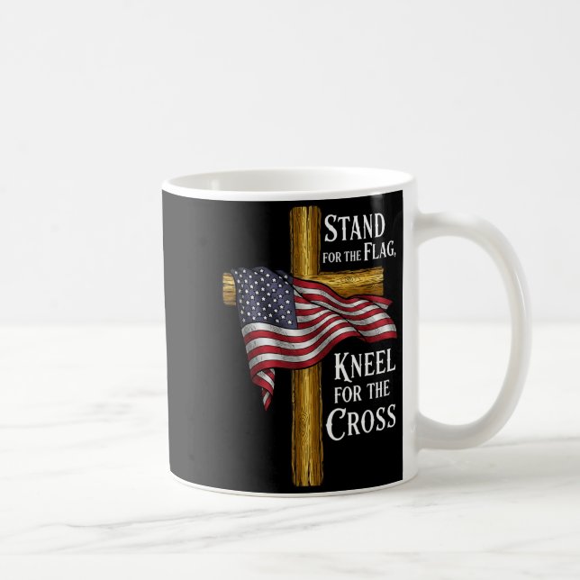 Stand For Flag Kneel For Cross Patriotic Christian Kaffemugg (Höger)