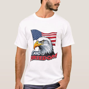 Stand For Frihet Örn med USA Flagga Patriotisk T Shirt