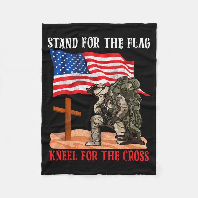 Stand For The Flag Kneel For The Cross Patriotic C Fleecefilt (Framsidan)