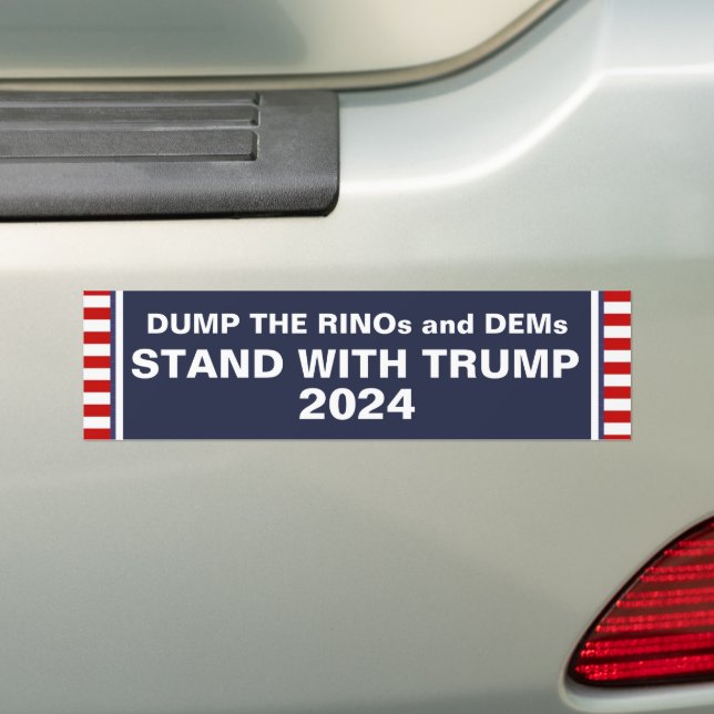 STAND MED TRUMP 2024 BUMPER STICKER BILDEKAL (På Bil)