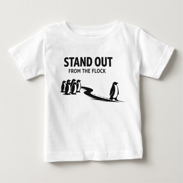 Stand Out From The Flock – Minimal Penguin Motivat T Shirt (Framsida)
