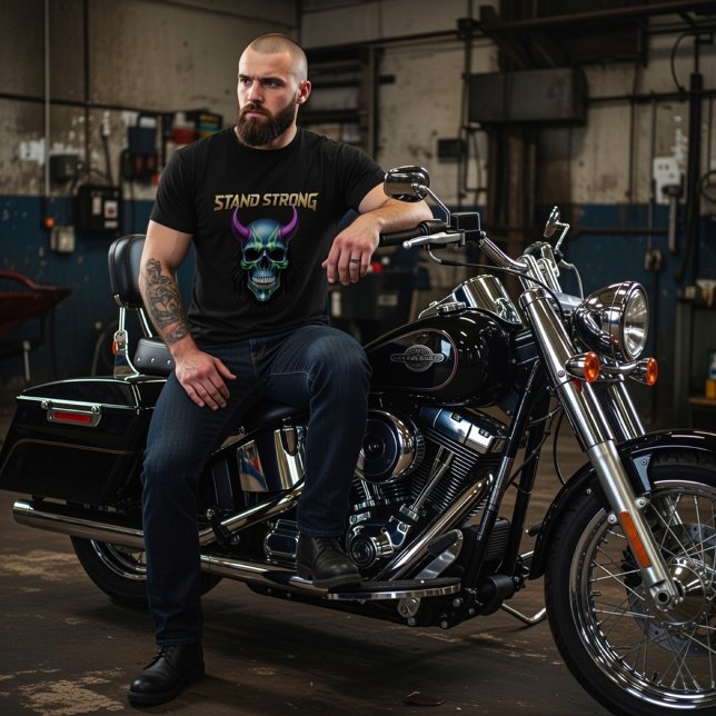 Stand Strong Neon Skull Graphic T Shirt (Skapare uppladdad)