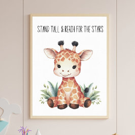 stand Tall - Baby Giraffe Safari Nursery Art Poster