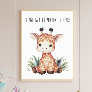 stand Tall - Baby Giraffe Safari Nursery Art Poster