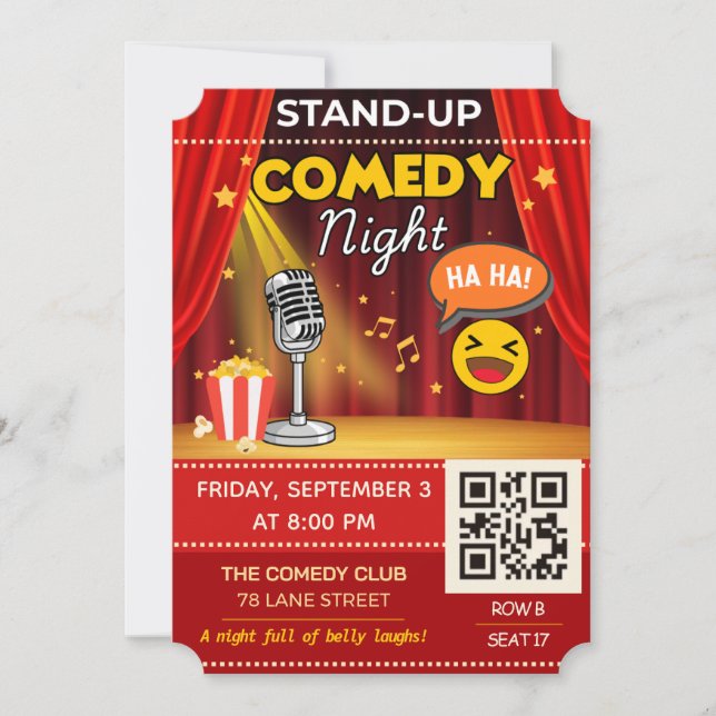 Stand-up-biljett | QR-kod-inbjudan Inbjudningar (Framsida)