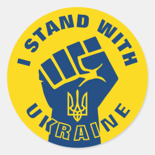 STAND WITH UKRAINA Protest Fist Runt Klistermärke