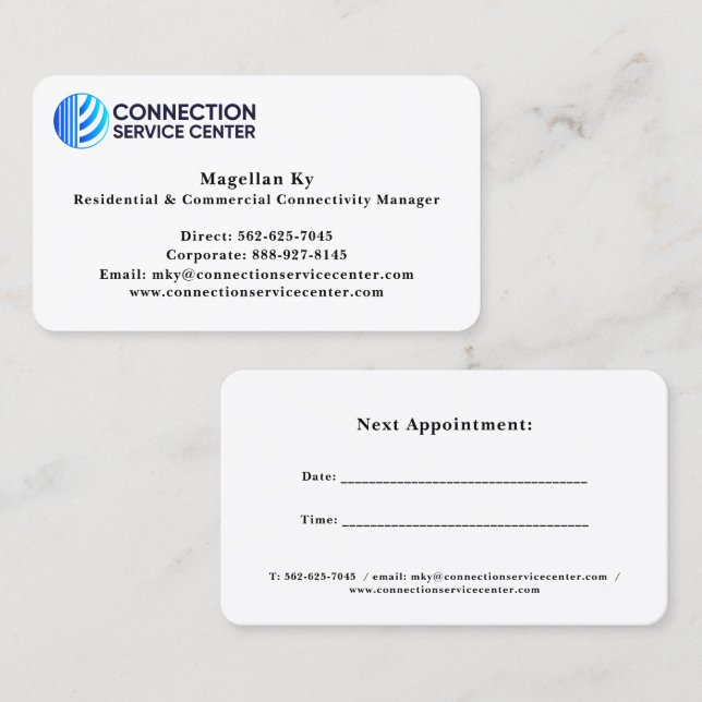 Standard, 3,5 tum x 2,0 tum Affärskort Visitkort (Fram/baksida)