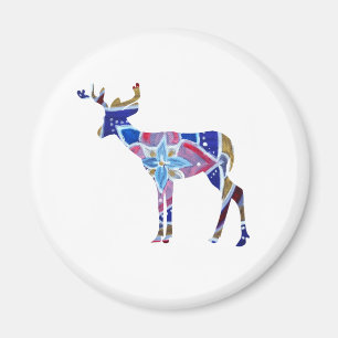 Standard, 5,7 cm Runda Magnet Mandala Hjort