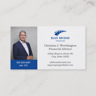 Standard Blue Anpassningsbar Headshot Company Logo Visitkort