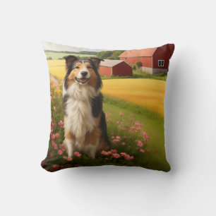 Standard Collie på gård Kudde