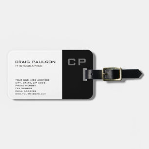 Standard Monogram Modern White Black Affärskort Bagagebricka