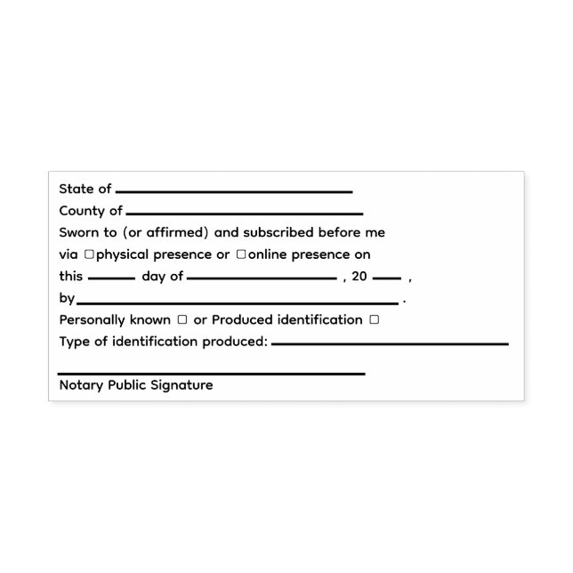 Standard Notary Jurat Självfärgande Stämpel (Design)