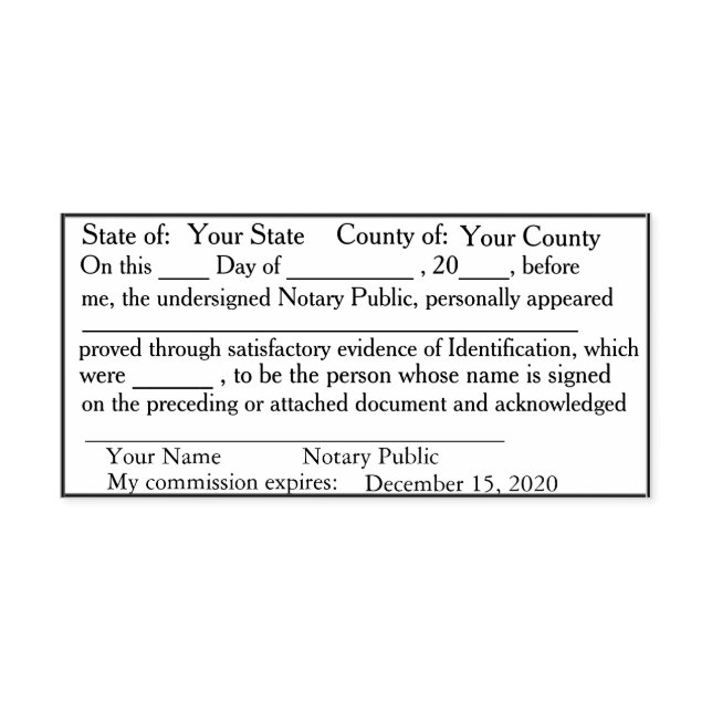 Standard Notary Public Acknotation Frimärke Självfärgande Stämpel (Design)