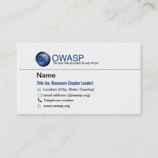 Standard OWASP-visitkort Visitkort