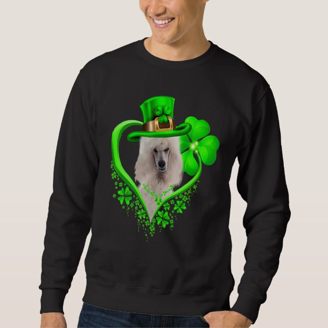 Standard Poodle Dog St Patricks Day Lover Irish Sh Lång Ärmad Tröja (Framsida)