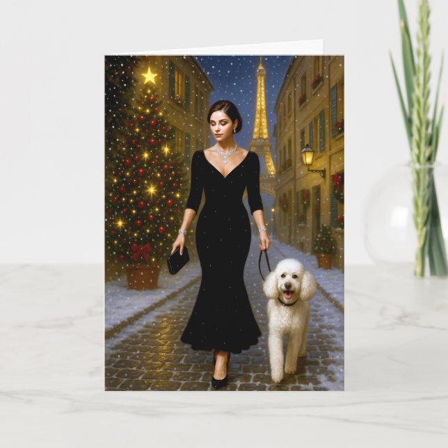 Standard Poodle Holiday Card Helgkort (Framsida)