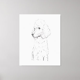 Standard Poodle Hund Illustration - Bläckkonst Canvastryck