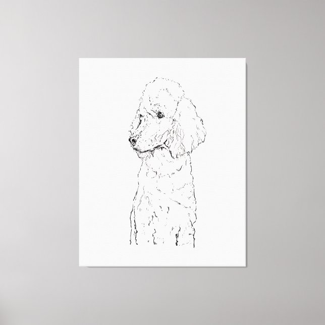Standard Poodle Hund Illustration - Bläckkonst Canvastryck (Framsida)