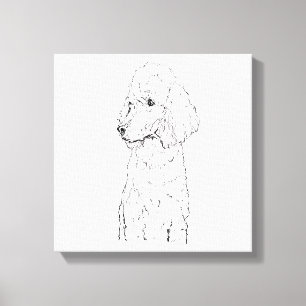 Standard Poodle Hund Illustration - Bläckkonst Canvastryck