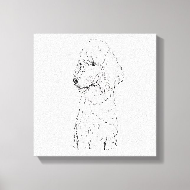 Standard Poodle Hund Illustration - Bläckkonst Canvastryck (Framsida)