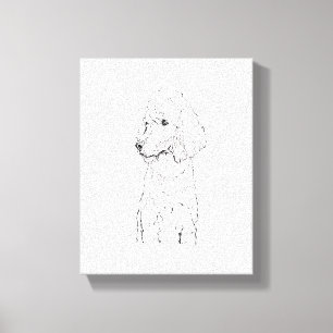 Standard Poodle Hund Illustration - Bläckkonst Canvastryck