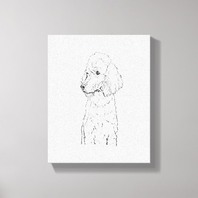 Standard Poodle Hund Illustration - Bläckkonst Canvastryck (Framsida)