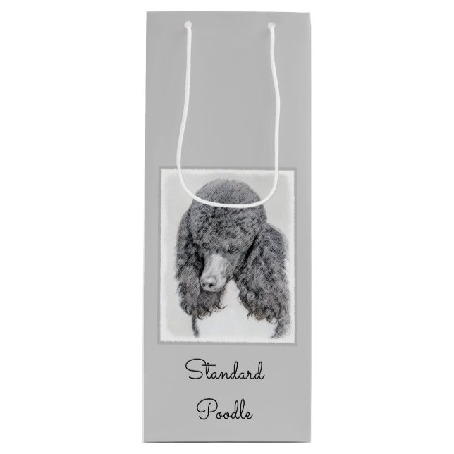 Standard Pudel Black Parti-målning - Hund Art (Framsidan)