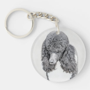 Standard Pudel Black Parti-målning - Hund Art