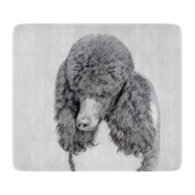 Standard Pudel Black Parti-målning - Hund Art (Framsidan)