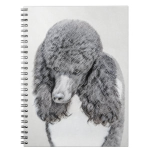 Standard Pudel Black Parti-målning - Hund Art Anteckningsbok