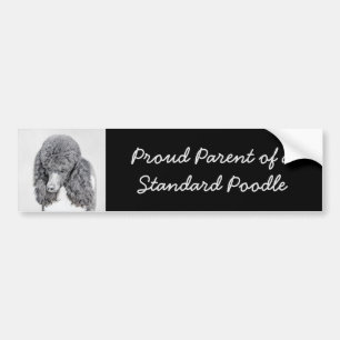 Standard Pudel Black Parti-målning - Hund Art Bildekal