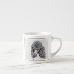 Standard Pudel Black Parti-målning - Hund Art Espressomugg