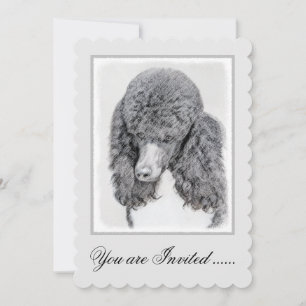 Standard Pudel Black Parti-målning - Hund Art Inbjudningar