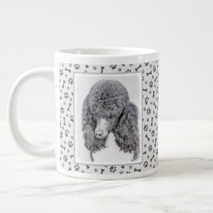 Standard Pudel Black Parti-målning - Hund Art Jumbo Mugg