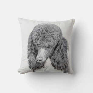 Standard Pudel Black Parti-målning - Hund Art Kudde