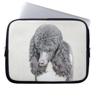 Standard Pudel Black Parti-målning - Hund Art Laptop Fodral